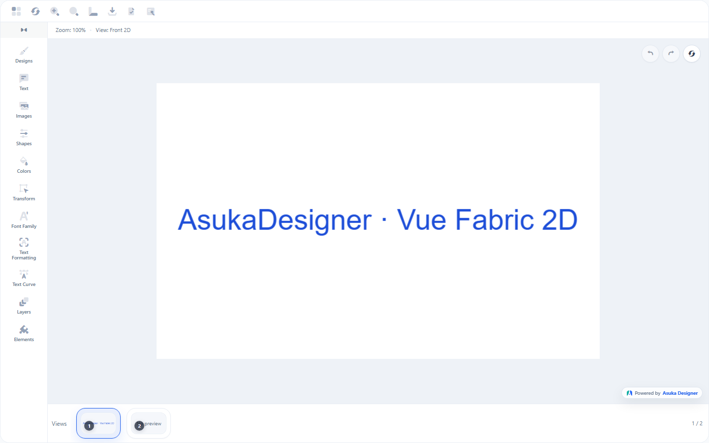 Moteur AsukaDesigner autonome avec ses modules configurables autour d’une vue produit 2D.