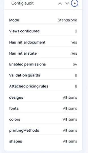 Audit de configuration d’un produit Asuka Designer.